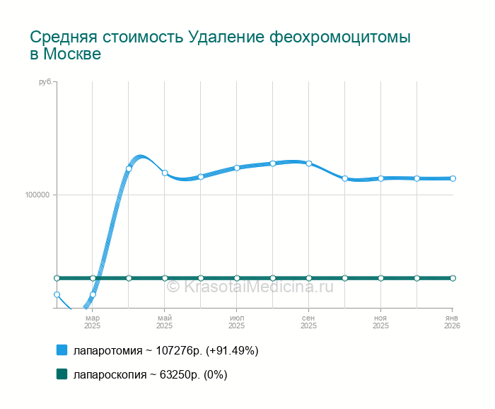 Удаление феохромоцитомы — цены от 4750 руб. в Москве, 24 адреса