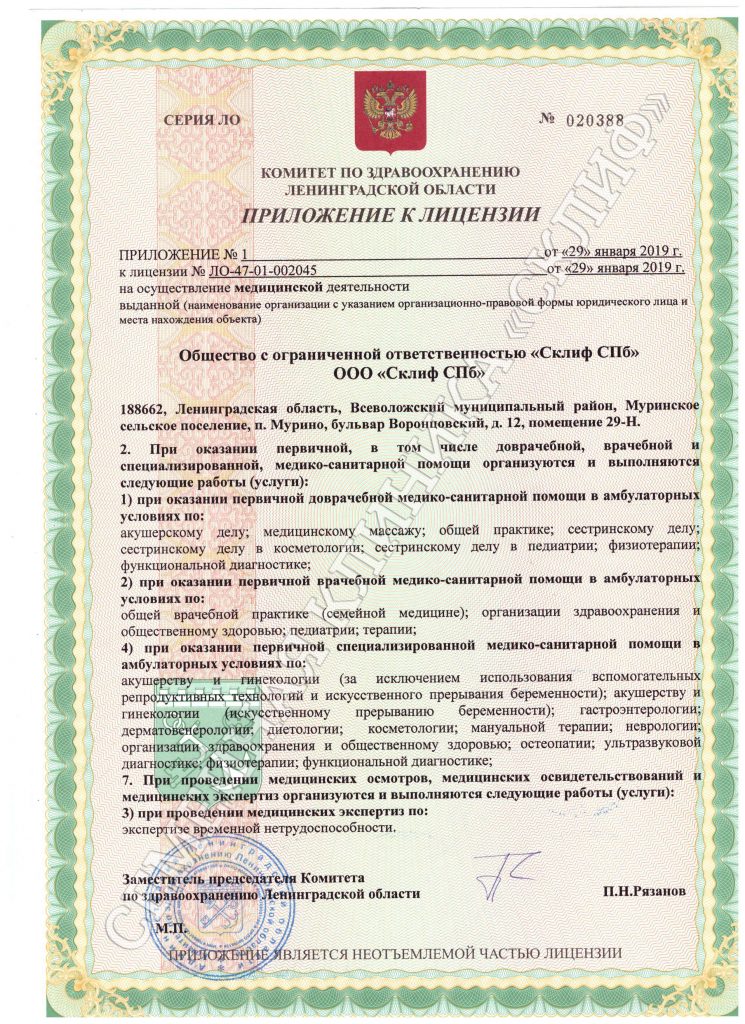 Склиф в Мурино клиника.